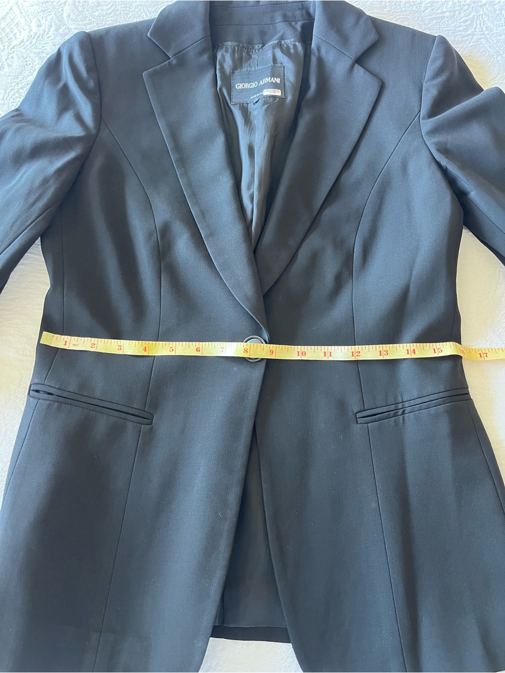 Giorgio Armani Black Virgin Wool Pant Suit IT 42 US 6 Made In Italy Blazer - Picture 14 of 16